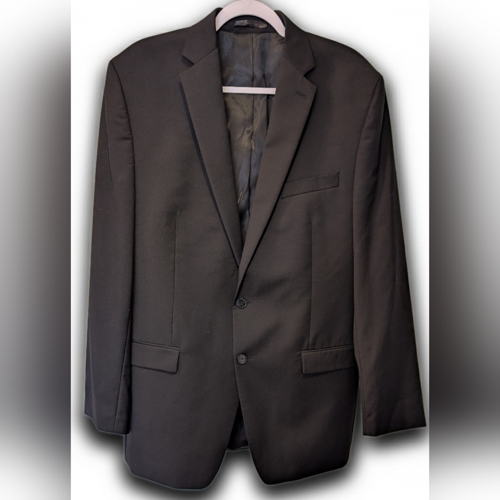 Calvin Klein Men's 42L Two Bottom 100% Wool Black Jacket Blazer Suit Coat cthny